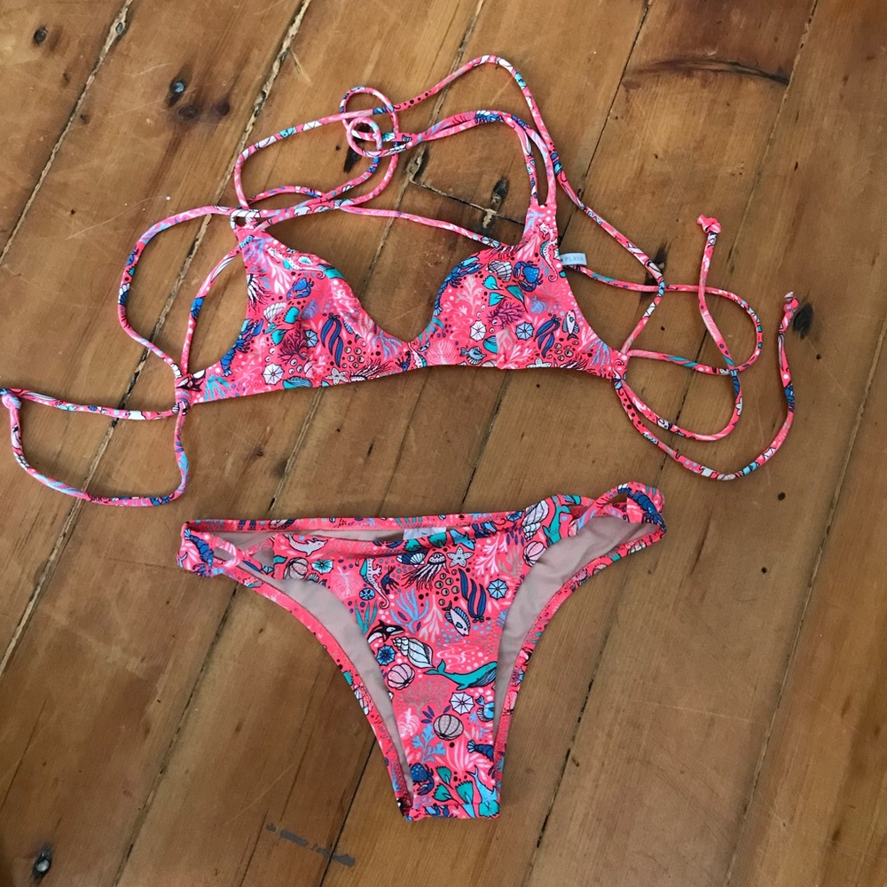 J Crew Playa Monterey Printed Strappy Bikini Set
